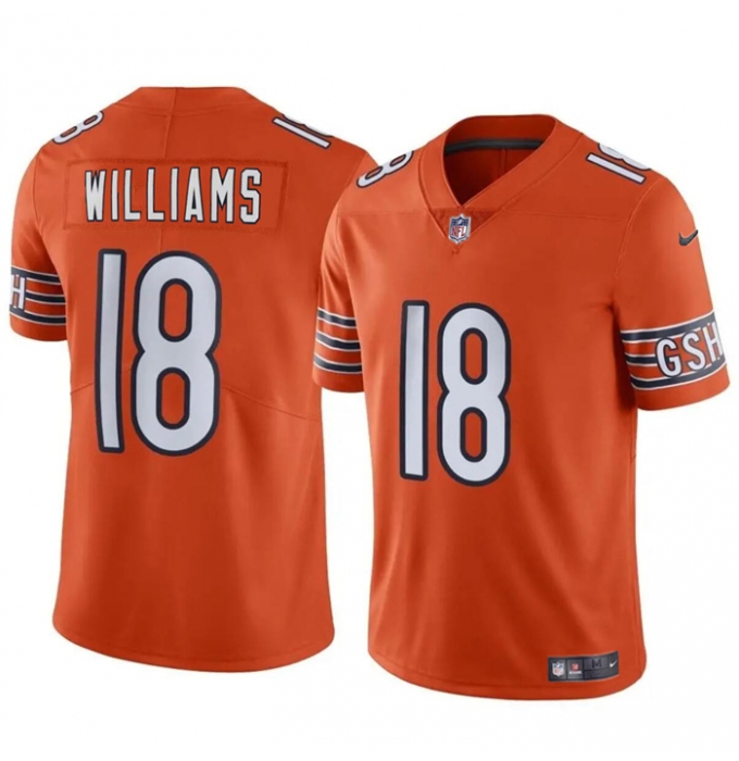Youth Chicago Bears #18 Caleb Williams Orange 2024 Draft Vapor Football Stitched Jersey
