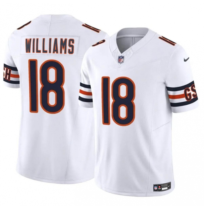 Youth Chicago Bears #18 Caleb Williams White 2024 Draft F.U.S.E Vapor Football Stitched Jersey