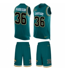 Men's Nike Jacksonville Jaguars #36 Ronnie Harrison Limited Teal Green Tank Top Suit NFL Jersey