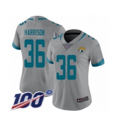 Women's Jacksonville Jaguars #36 Ronnie Harrison Silver Inverted Legend Limited 100th Season Football Jersey