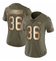 Women's Nike Jacksonville Jaguars #36 Ronnie Harrison Limited Olive/Gold 2017 Salute to Service NFL Jersey