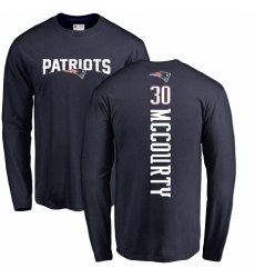 NFL Nike New England Patriots #30 Jason McCourty Navy Blue Backer Long Sleeve T-Shirt