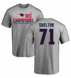 Nike New England Patriots #71 Danny Shelton Heather Gray 2017 AFC Champions V-Neck T-Shirt