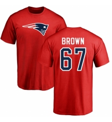 NFL Nike New England Patriots #67 Trent Brown Red Name & Number Logo T-Shirt