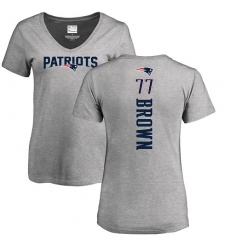 NFL Women's Nike New England Patriots #77 Trent Brown Ash Backer V-Neck T-Shirt