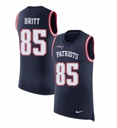 Men's Nike New England Patriots #85 Kenny Britt Navy Blue Rush Player Name & Number Tank Top NFL Jersey