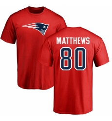 NFL Nike New England Patriots #80 Jordan Matthews Red Name & Number Logo T-Shirt