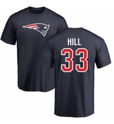 NFL Nike New England Patriots #33 Jeremy Hill Navy Blue Name & Number Logo T-Shirt