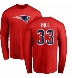 NFL Nike New England Patriots #33 Jeremy Hill Red Name & Number Logo Long Sleeve T-Shirt