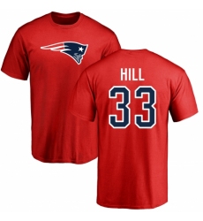 NFL Nike New England Patriots #33 Jeremy Hill Red Name & Number Logo T-Shirt