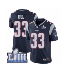 Youth Nike New England Patriots #33 Jeremy Hill Navy Blue Team Color Vapor Untouchable Limited Player Super Bowl LIII Bound NFL Jersey