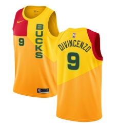 Youth Nike Milwaukee Bucks #9 Donte DiVincenzo Swingman Yellow NBA Jersey - City Edition