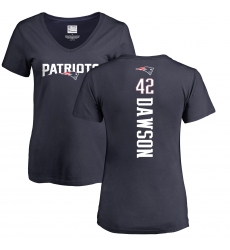NFL Women's Nike New England Patriots #42 Duke Dawson Navy Blue Backer T-Shirt