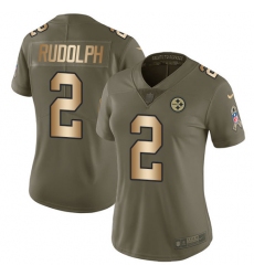 Women's Nike Pittsburgh Steelers #2 Mason Rudolph Limited Olive Gold 2017 Salute to Service NFL Jersey