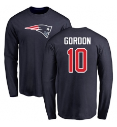 NFL Nike New England Patriots #10 Josh Gordon Navy Blue Name & Number Logo Long Sleeve T-Shirt