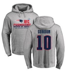Nike New England Patriots #10 Josh Gordon Heather Gray 2017 AFC Champions Pullover Hoodie