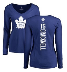 NHL Women's Adidas Toronto Maple Leafs #15 Adam Cracknell Royal Blue Backer Long Sleeve T-Shirt