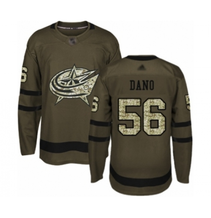 Men's Columbus Blue Jackets #56 Marko Dano Authentic Green Salute to Service Hockey Jersey