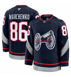 Men's Columbus Blue Jackets #86 Kirill Marchenko Navy 2024-25 Stitched Hockey Jersey