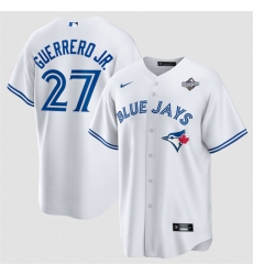 Men's Toronto Blue Jays #27 Vladimir Guerrero Jr. White 2025 World Series Home Cool Base Stitched Jersey