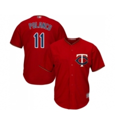 Men's Minnesota Twins #11 Jorge Polanco Replica Scarlet Alternate Cool Base Baseball Jersey