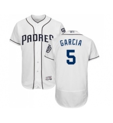 Men's San Diego Padres #5 Greg Garcia White Home Flex Base Authentic Collection Baseball Jersey