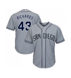 Men's San Diego Padres #43 Garrett Richards Replica Grey Road Cool Base Baseball Jersey