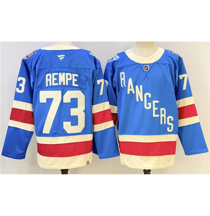 Men's New York Rangers #73 Matt Rempe Blue 2025 Stitched Hockey Jersey