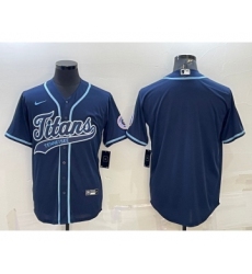 Men's Tennessee Titans Blank Navy With Patch Cool Base Stitched Baseball Jersey