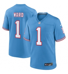 Men's Youth Tennessee Titans #1 Cameron Ward Nike Light Blue 2025 NFL Draft First Round Pick 2nd Alternate Game Jersey