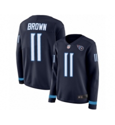 Women's Tennessee Titans #11 A.J. Brown Limited Navy Blue Therma Long Sleeve Football Jersey