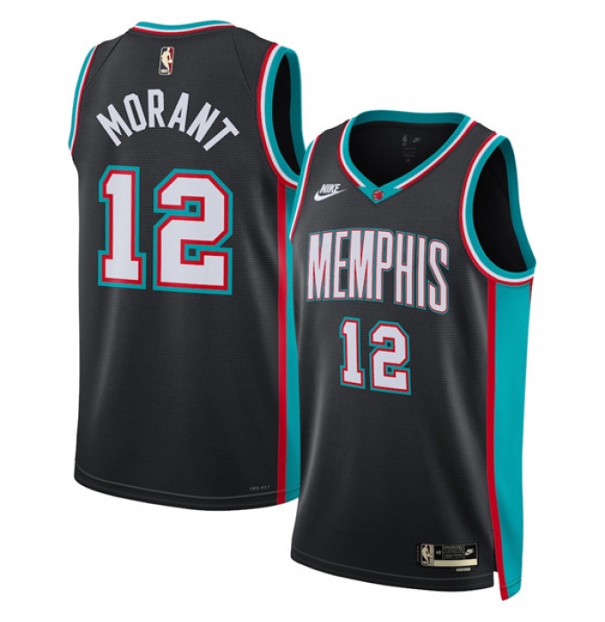 Men's Memphis Grizzlies #12 Ja Morant Black 2025 Classic Edition Stitched Basketball Jersey
