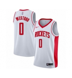 Youth Houston Rockets #0 Russell Westbrook Swingman White Finished Basketball Jersey - Association Edition