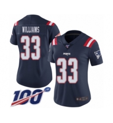 Women's New England Patriots #33 Joejuan Williams Limited Navy Blue Rush Vapor Untouchable 100th Season Football Jersey
