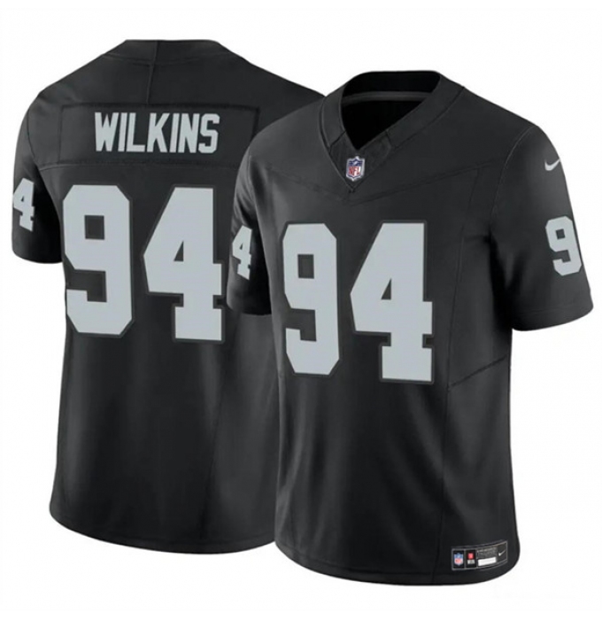 Youth Las Vegas Raiders #94 Christian Wilkins Black 2024 F.U.S.E. Vapor Untouchable Football Stitched Jersey