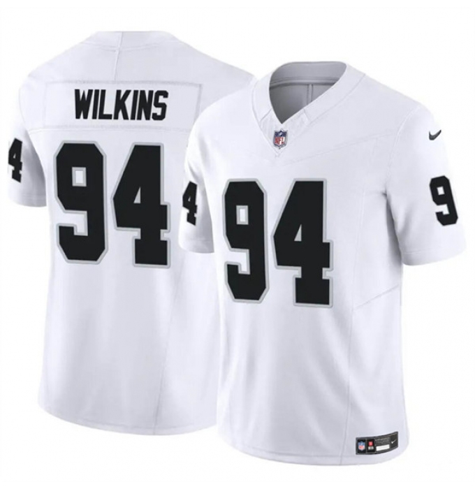 Youth Las Vegas Raiders #94 Christian Wilkins White 2024 F.U.S.E. Vapor Untouchable Football Stitched Jersey
