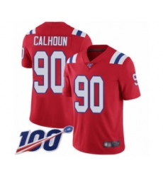 Men's New England Patriots #90 Shilique Calhoun Red Alternate Vapor Untouchable Limited Player 100th Season Football Jersey