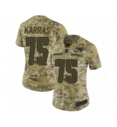 Women's New England Patriots #75 Ted Karras Limited Camo 2018 Salute to Service Football Jersey