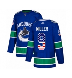 Men's Vancouver Canucks #9 J.T. Miller Authentic Blue USA Flag Fashion Hockey Jersey