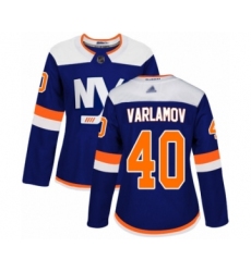Women's New York Islanders #40 Semyon Varlamov Authentic Blue Alternate Hockey Jersey