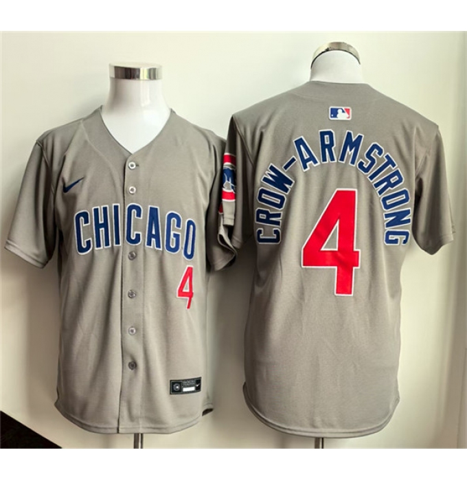 Men's Chicago Cubs #4 Pete Crow-Armstrong Gray Limited Stitched Baseball Jersey