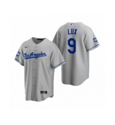 Men's Los Angeles Dodgers #9 Gavin Lux Gray 2020 World Series Champions Road Replica Jerseys