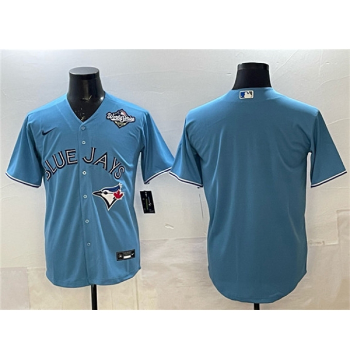 Men's Toronto Blue Jays Blank Blue 2025 World Series Home Cool Base Stitched Baseball Jersey