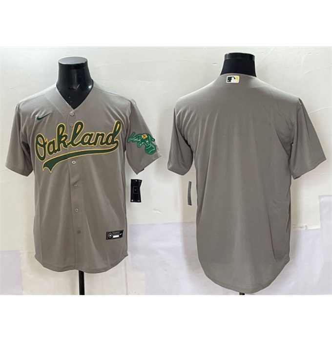 Men's Oakland Athletics Blank Grey Cool Base Stitched Baseball Jersey