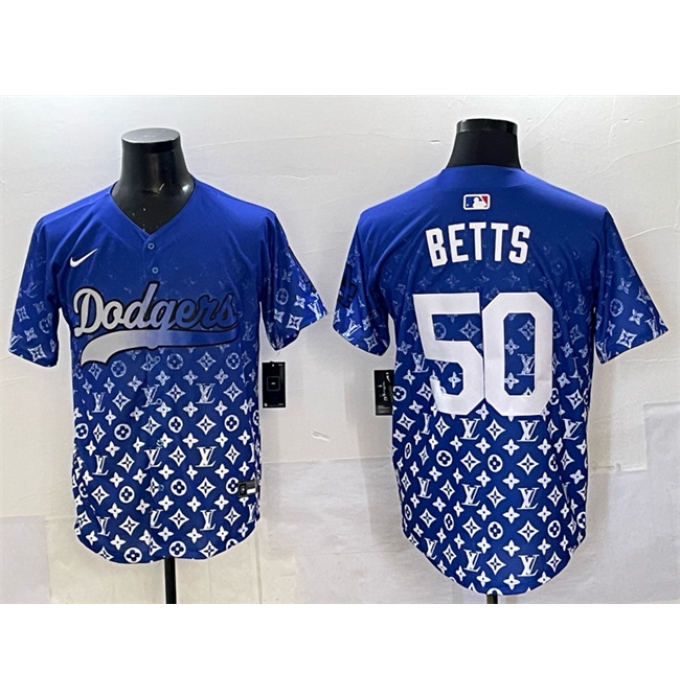 Men's Los Angeles Dodgers #50 Mookie Betts Blue Limited Stitched Baseball Jersey