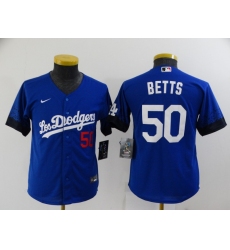 Youth Los Angeles Dodgers #50 Mookie Betts Blue City Player Jersey