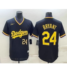 Mens Los Angeles Dodgers #24 Kobe Bryant Number Black Stitched Pullover Throwback Nike Jersey