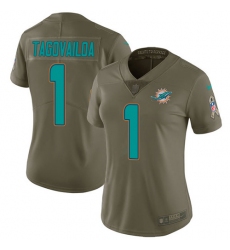 Women's Miami Dolphins #1 Tua Tagovailoa Olive Stitched Limited 2017 Salute To Service Jersey Women's Miami Dolphins #1 Tua Tagovailoa Olive Stitched Limited 2017 Salute To Service Jersey