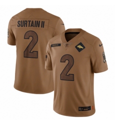 Men's Denver Broncos #2 Patrick Surtain II Nike Brown 2023 Salute To Service Limited Jersey