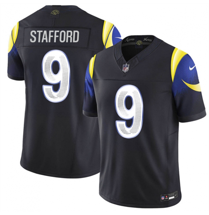 Men's Los Angeles Rams #9 Matthew Stafford Black 2025 F.U.S.E. “Rivalries” Vapor Limited Football Stitched Jersey
